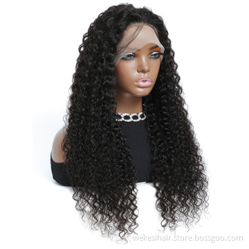 High quality brazilian glueless transparent hd 13x6 frontal human hair curly 360 full lace front wigs